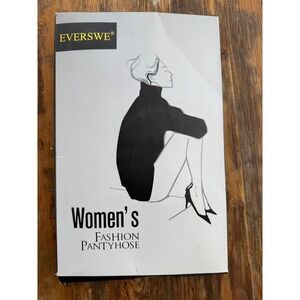Everswe Women's Fashion Pantyhose Black Control Top Sheer Legs Size L‎